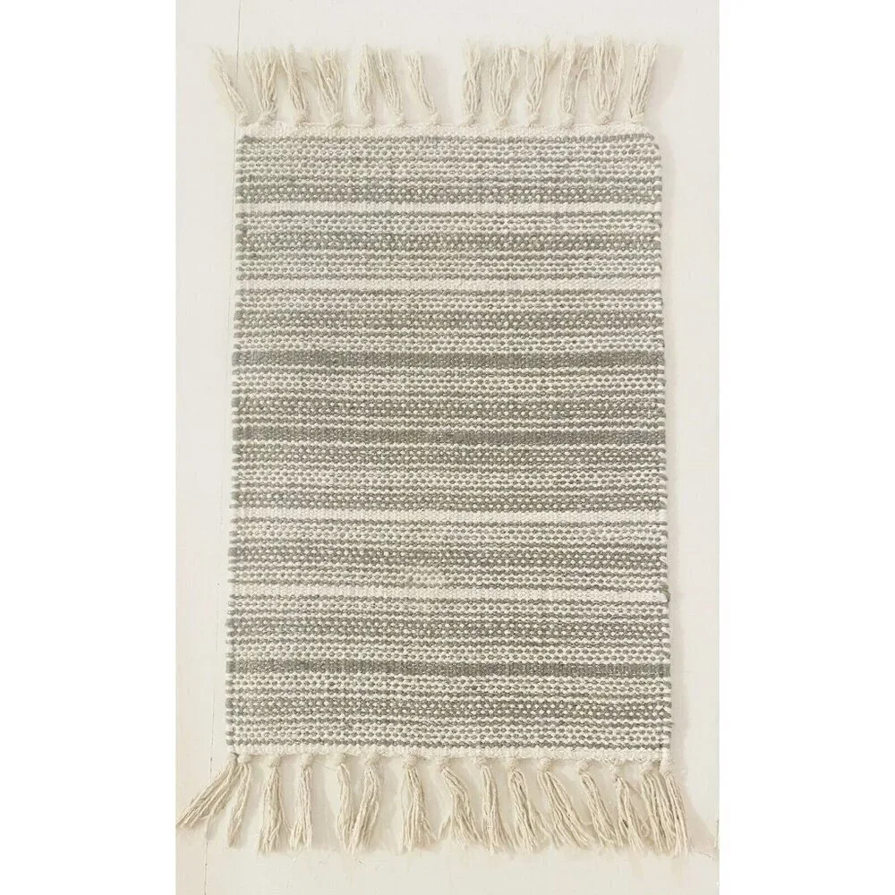 Set of 4 Placemats Woven Grey White Silver Neutral Boho Holiday Artist Accents
